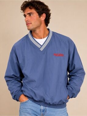 Vintage Lands’ End McCabe’s Blue V-Neck Pullover Windbreaker Jacket